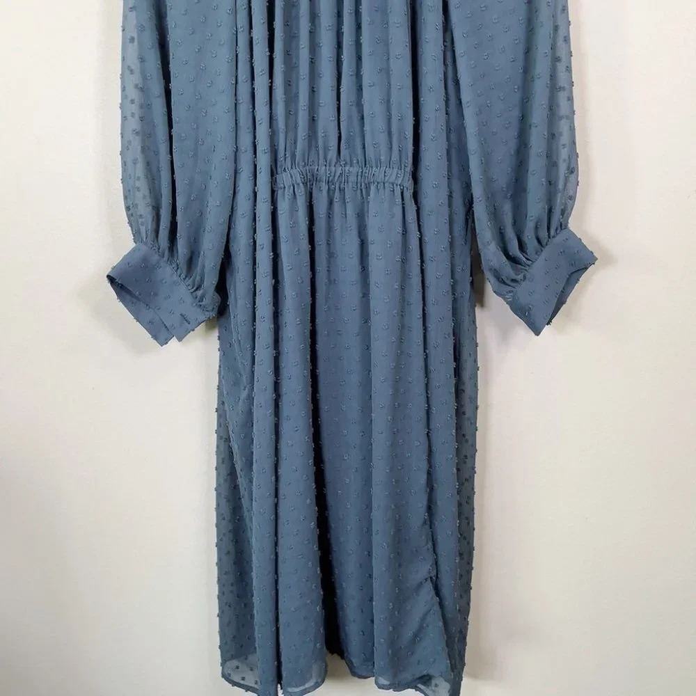 Oak + Fort Swissdot Midi Dark Turquoise Dress - Picture 14 of 15